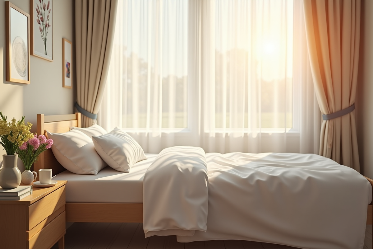 Chambre à domicile avec lit médical et ambiance chaleureuse