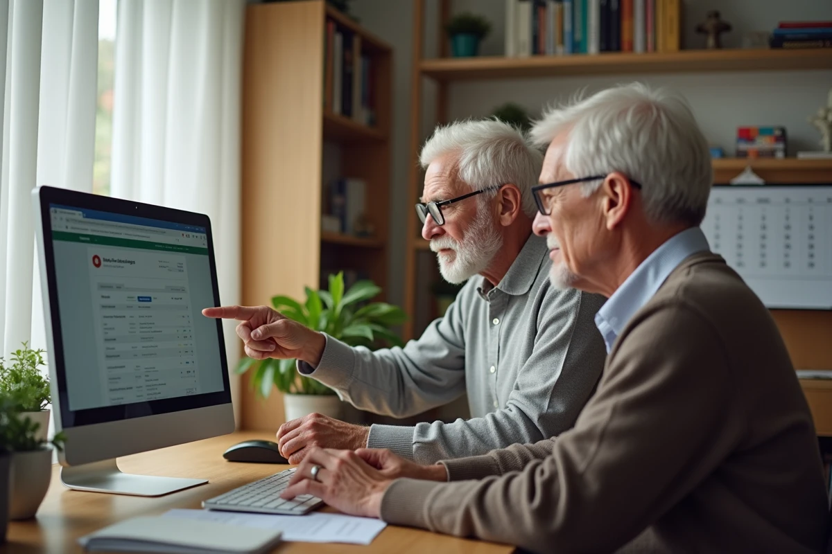 Couple de retraités vérifiant ensemble leur relevé de pension Agirc Arrco pour anticiper les pièges de la revalorisation 2026
