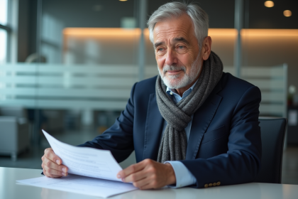 Homme d'âge moyen en costume dans un centre emploi