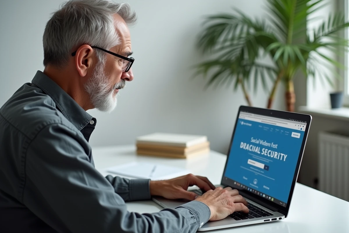 Homme retraité consultant le site de la sécurité sociale pour éviter les erreurs dans sa demande de pension d'invalidité