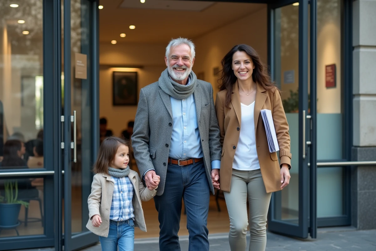 Homme senior souriant avec famille à l