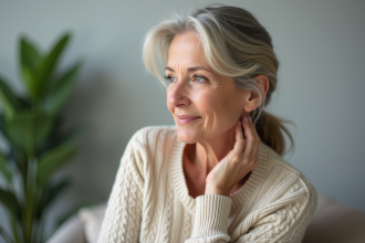 Femme d'environ quarante ans en portrait naturel